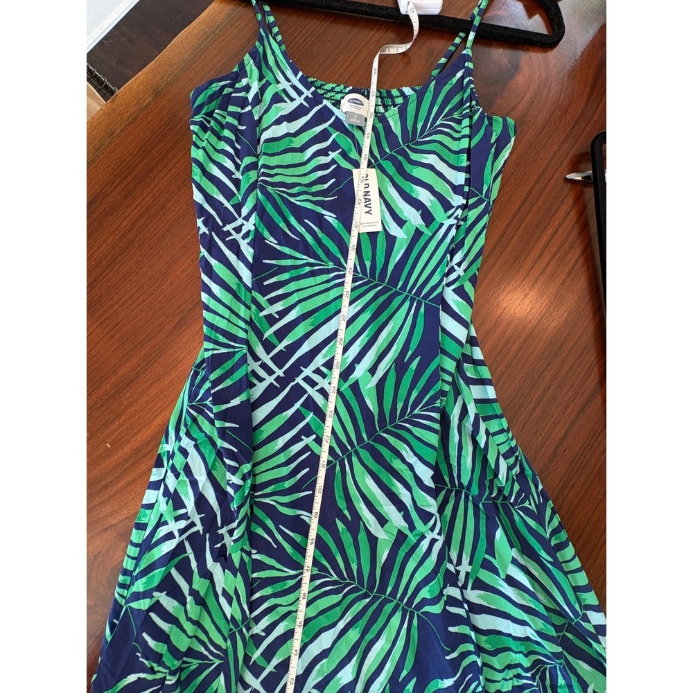 Old Navy Womens Tropical Palm Print Cami Midi Dress Green Navy Blue Small NWT - Picture 7 of 8